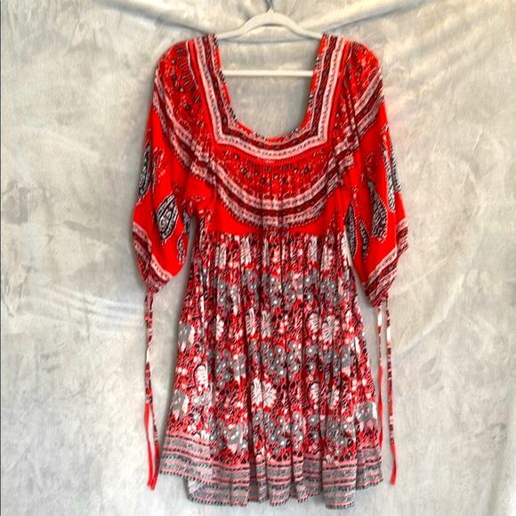 new with tag Free people size Large boho Bohemia Red Patterned woman's Dress - Picture 7 of 14